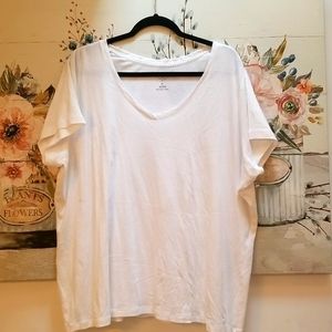 St Johns Bay 3x White V Neck 100% CottonTee Shirt